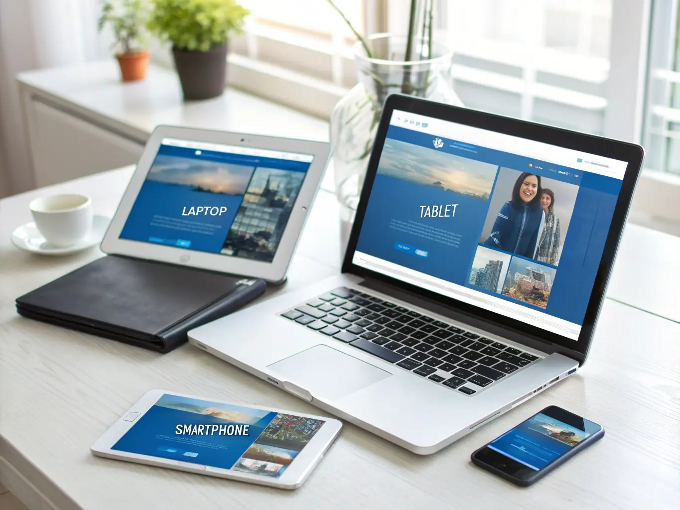 A vibrant image showcasing a WordPress website loading rapidly on various devices, emphasizing speed and responsiveness.
