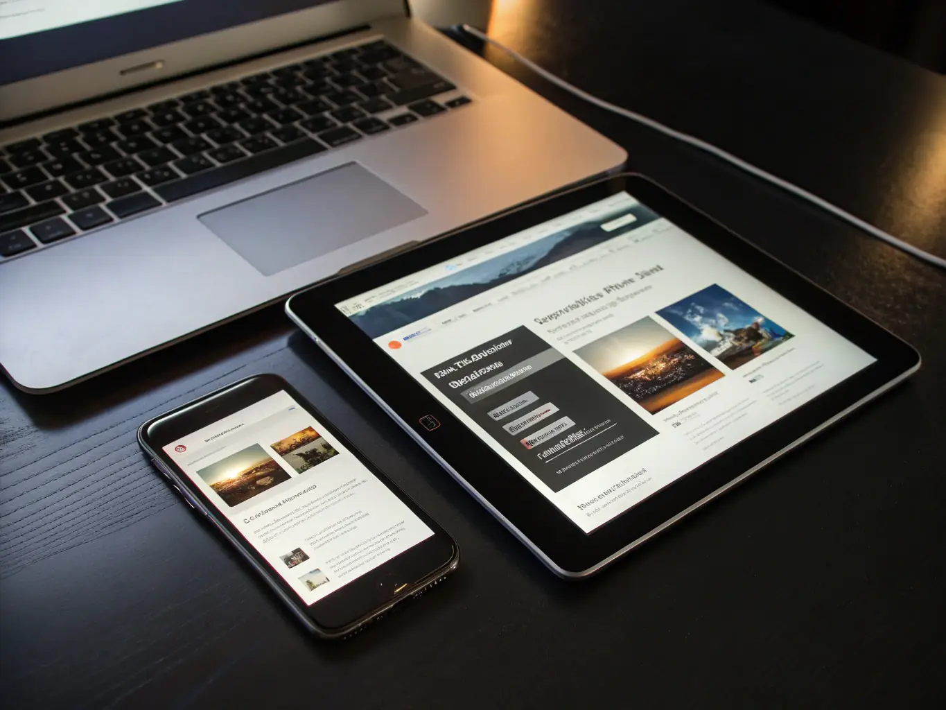 A mobile phone and a tablet displaying the same website created with the AI Website Builder, showcasing its responsive design capabilities.